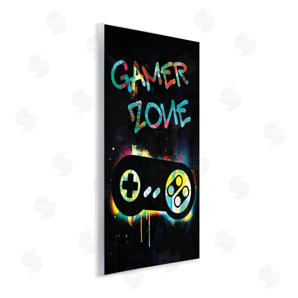 Victoria Barnes Gamer Zone Vintage Controller Neon Paint Splatter Wall Plaque Art Print