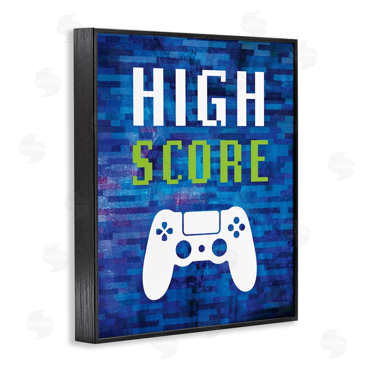Victoria Barnes High Score Pixel Gaming Controller Typography  Black Framed Giclee Wall Art Print
