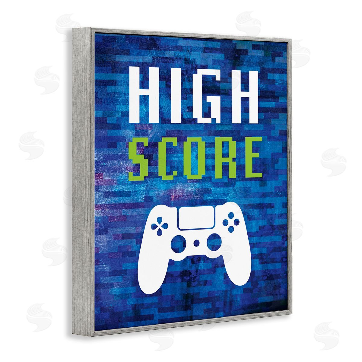 Victoria Barnes High Score Pixel Gaming Controller Typography  Gray Framed Giclee Wall Art Print