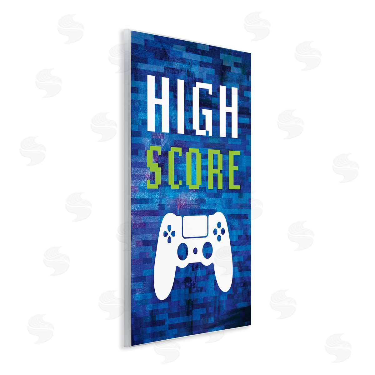 Victoria Barnes High Score Pixel Gaming Controller Typography  Wall Plaque Art Print