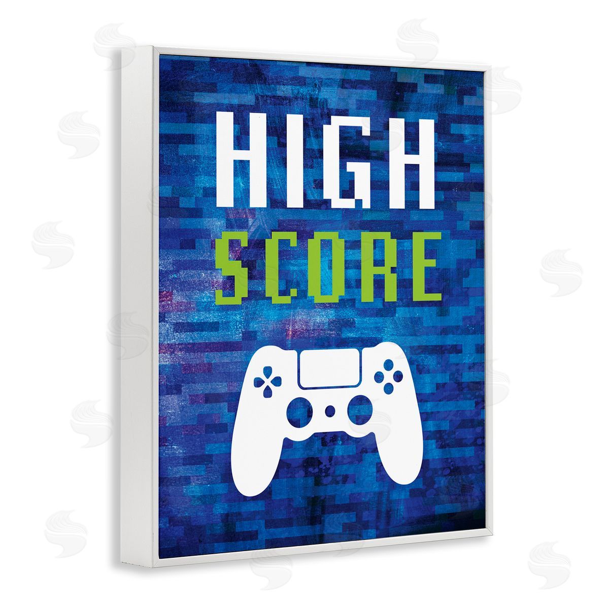 Victoria Barnes High Score Pixel Gaming Controller Typography  White Framed Giclee Wall Art Print