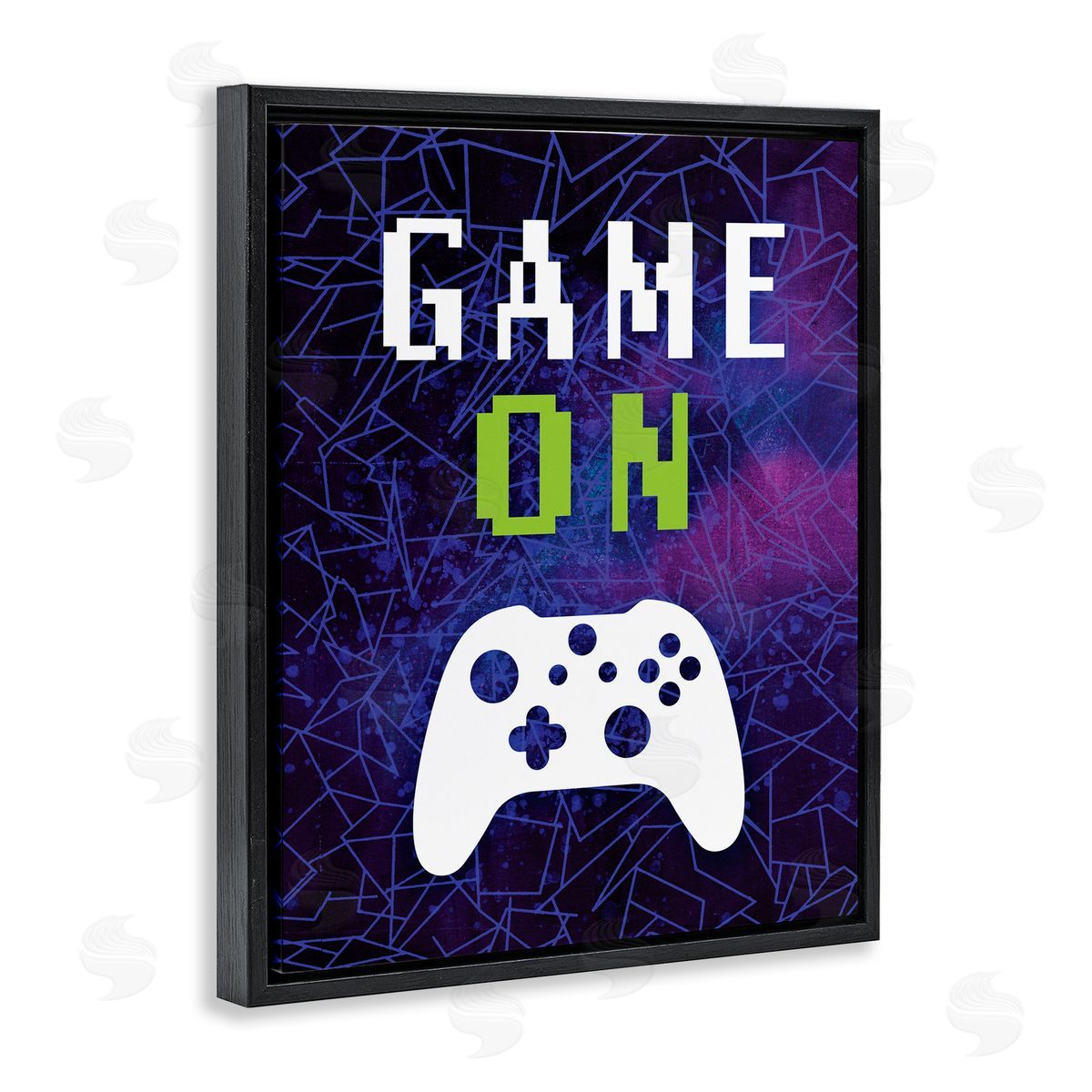 Victoria Barnes Game On Bold Geometric Pattern Gaming Controller  Black Floating Frame Canvas Wall Art Print