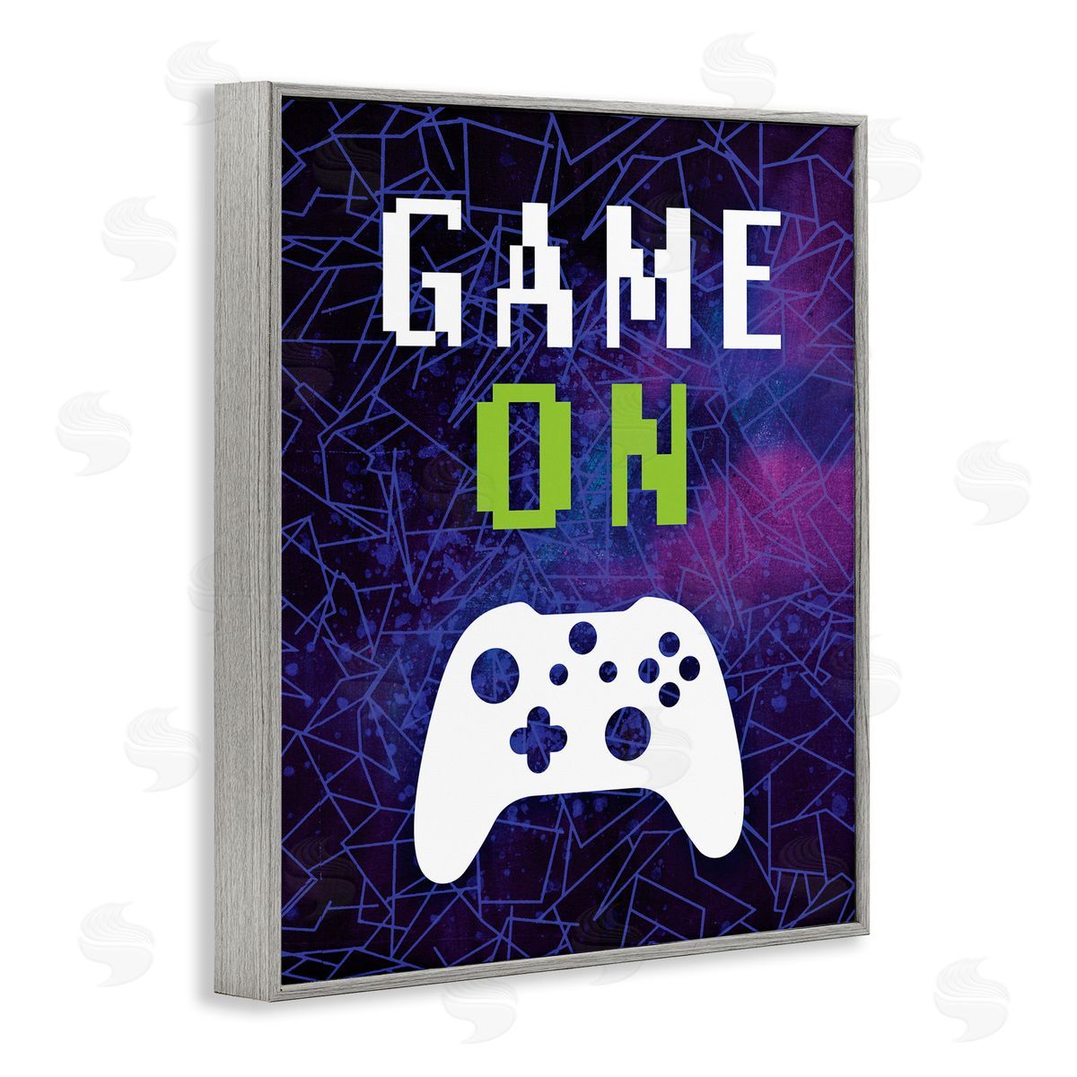 Victoria Barnes Game On Bold Geometric Pattern Gaming Controller  Gray Framed Giclee Wall Art Print