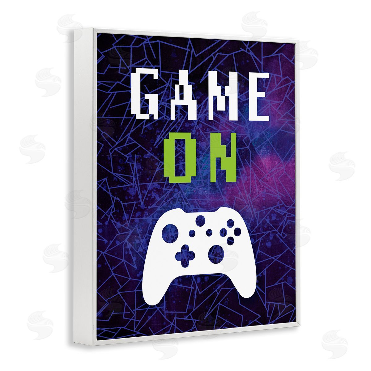 Victoria Barnes Game On Bold Geometric Pattern Gaming Controller  White Framed Giclee Wall Art Print