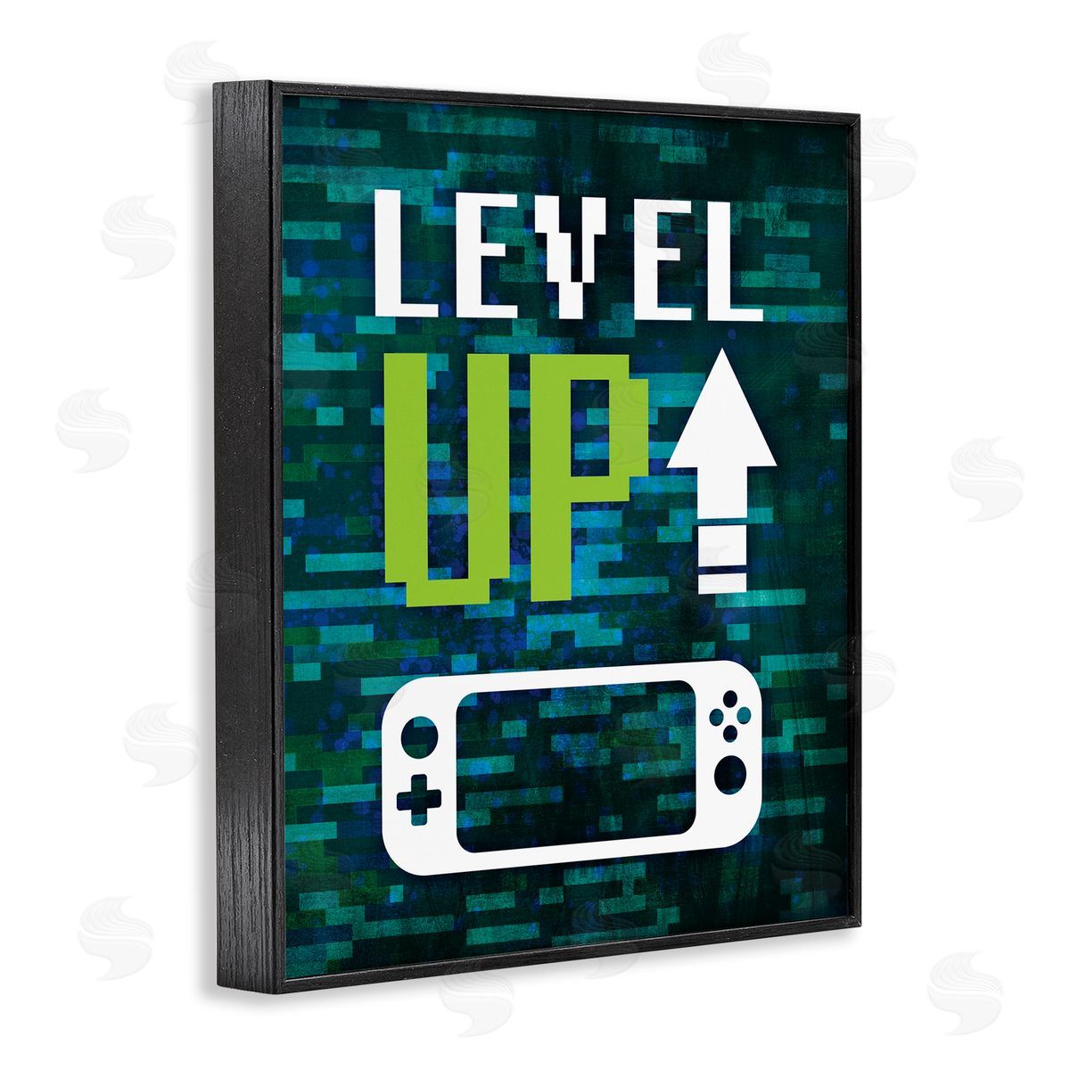 Victoria Barnes Level Up Video Gaming Pixel Text Black Framed Giclee Wall Art Print