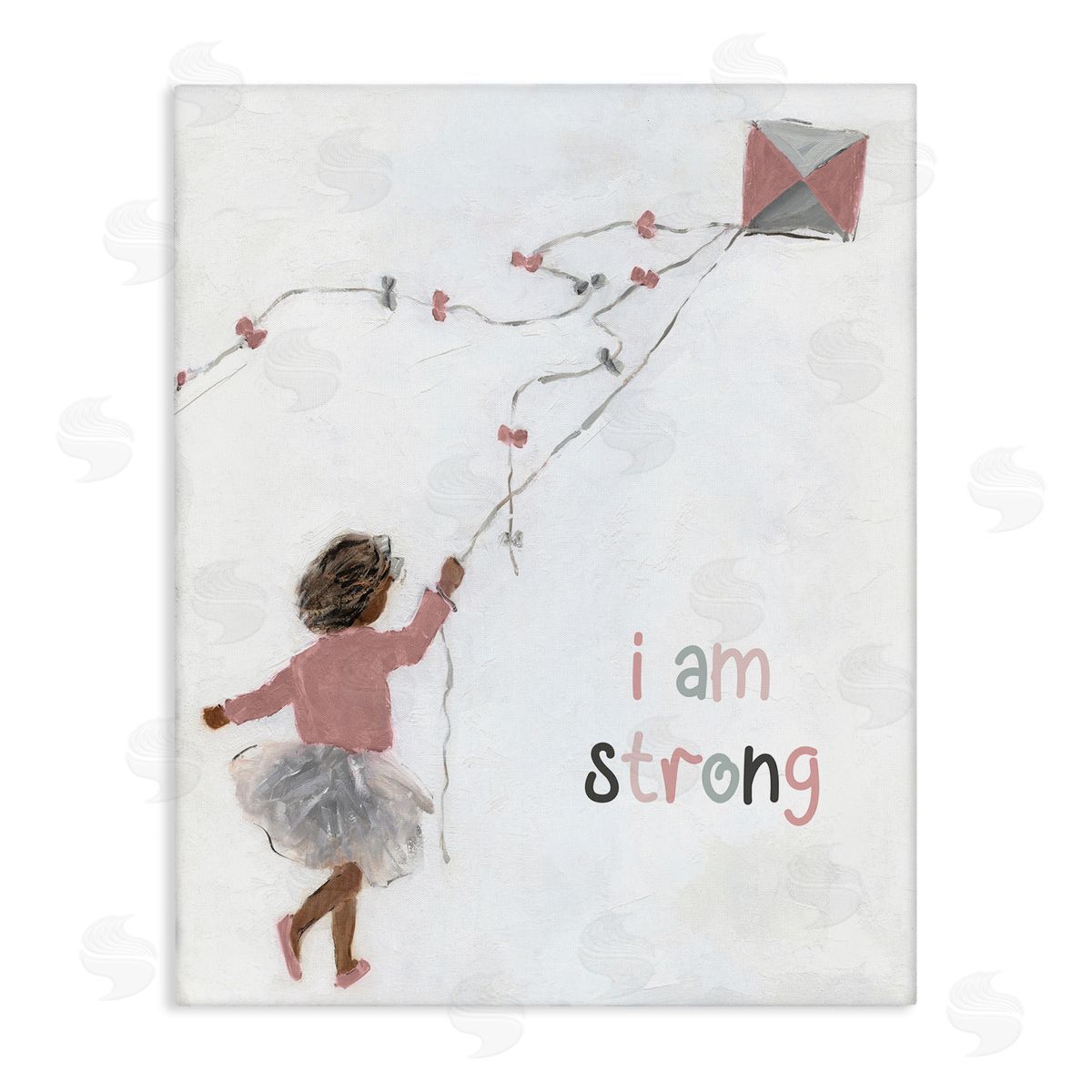 Sally Swatland I Am Strong Motivating Kids Kite Flying Painting Stretched Canvas Wall Art Print