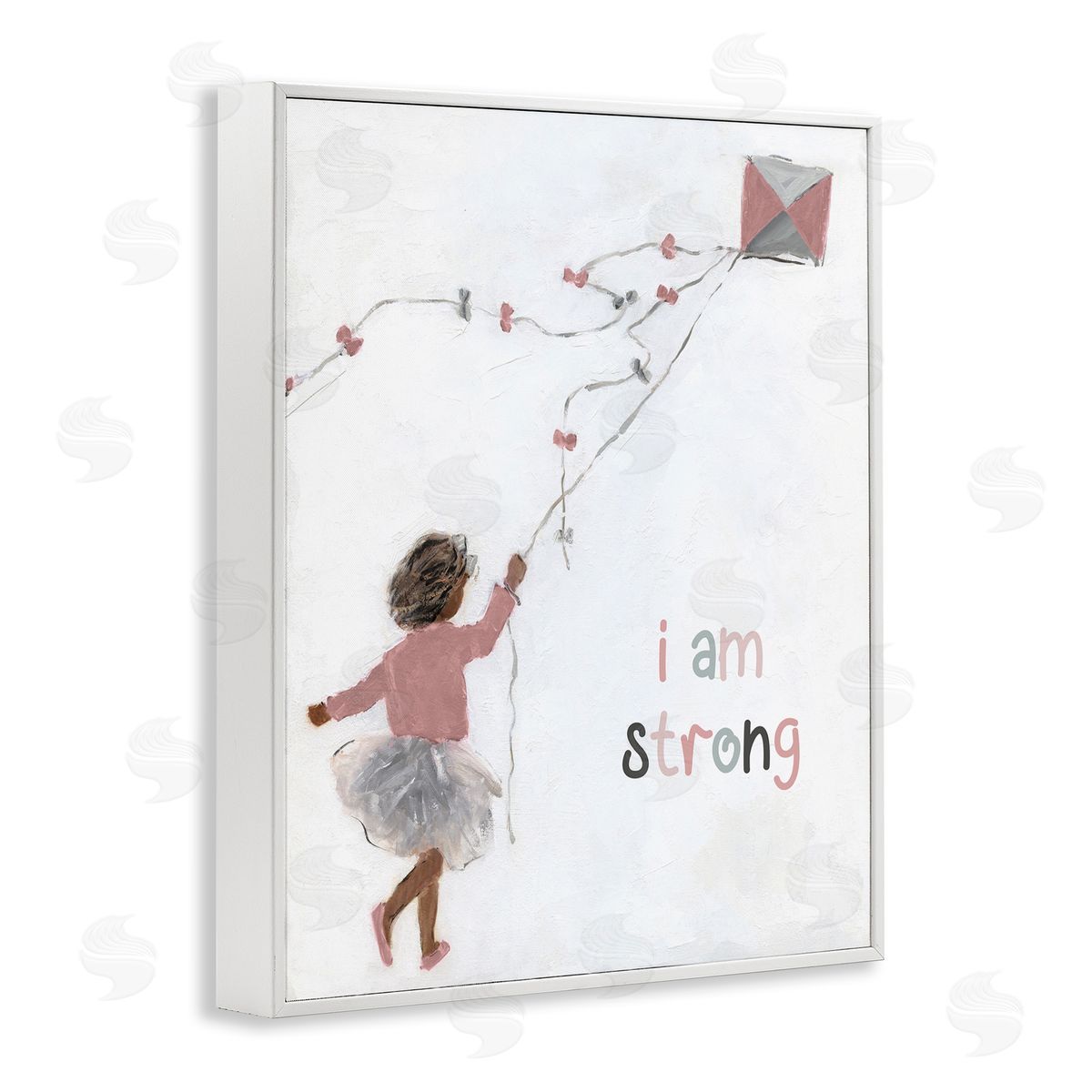Sally Swatland I Am Strong Motivating Kids Kite Flying Painting White Framed Giclee Wall Art Print