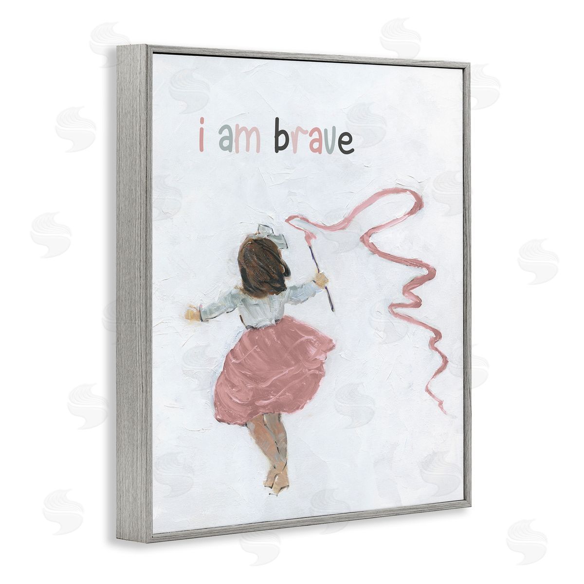 Sally Swatland I Am Brave Uplifting Child Running Playing Painting Gray Framed Giclee Wall Art Print