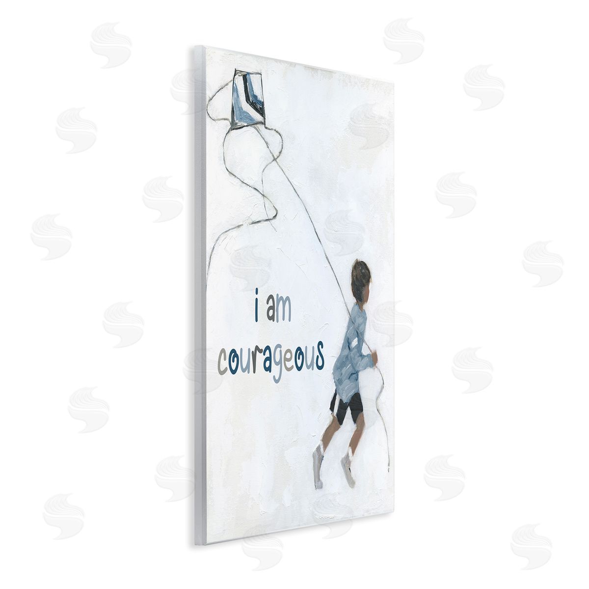 Sally Swatland I Am Courageous Child Flying Kite Uplifting Phrase Wall Plaque Art Print