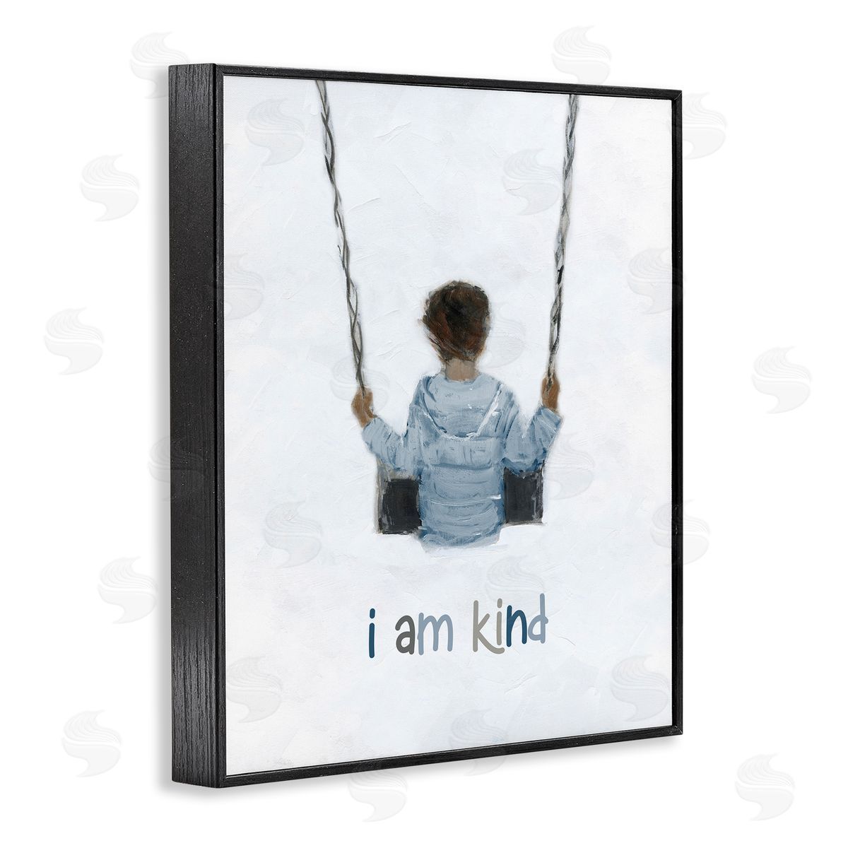 Sally Swatland I am Kind Motivational Child Playing on Swing Black Framed Giclee Wall Art Print
