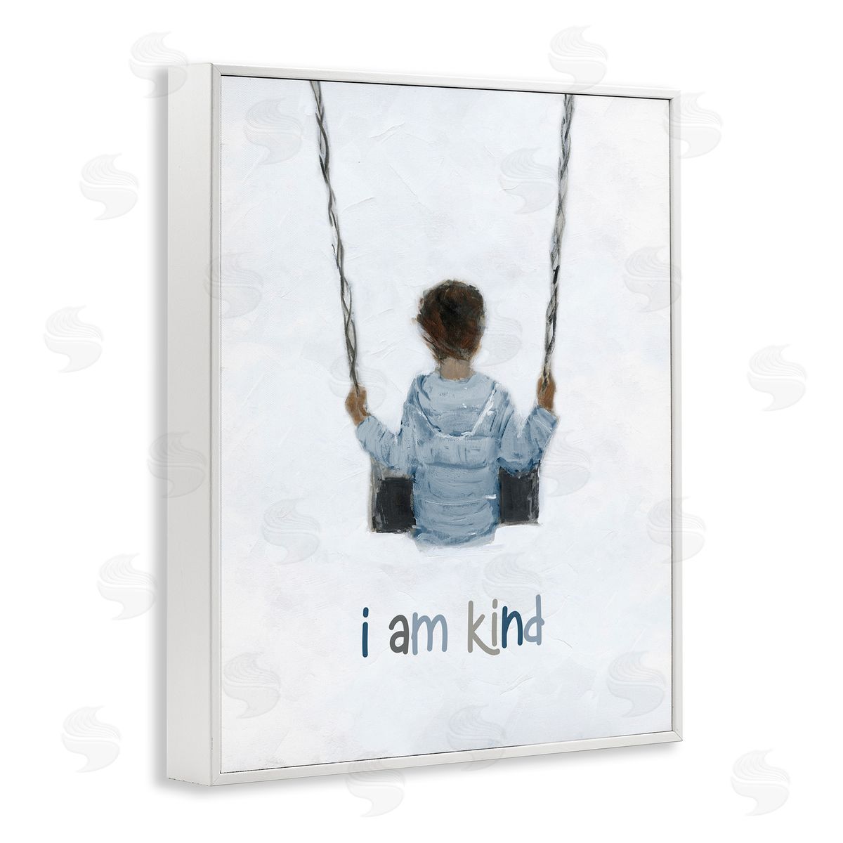 Sally Swatland I am Kind Motivational Child Playing on Swing White Framed Giclee Wall Art Print