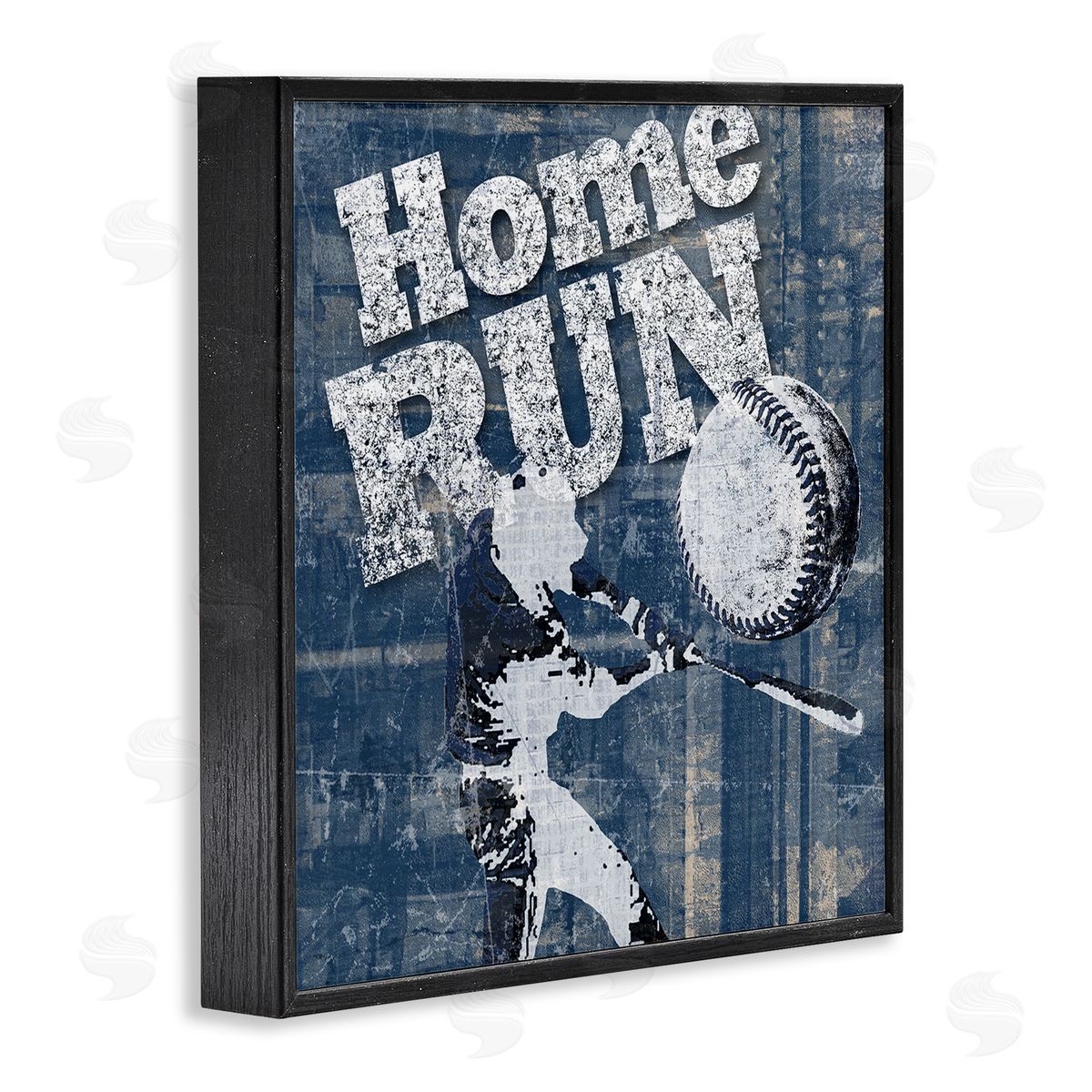 Katrina Craven Vintage Home Run Weathered Baseball Sports Sign Black Framed Glicee Wall Art Print