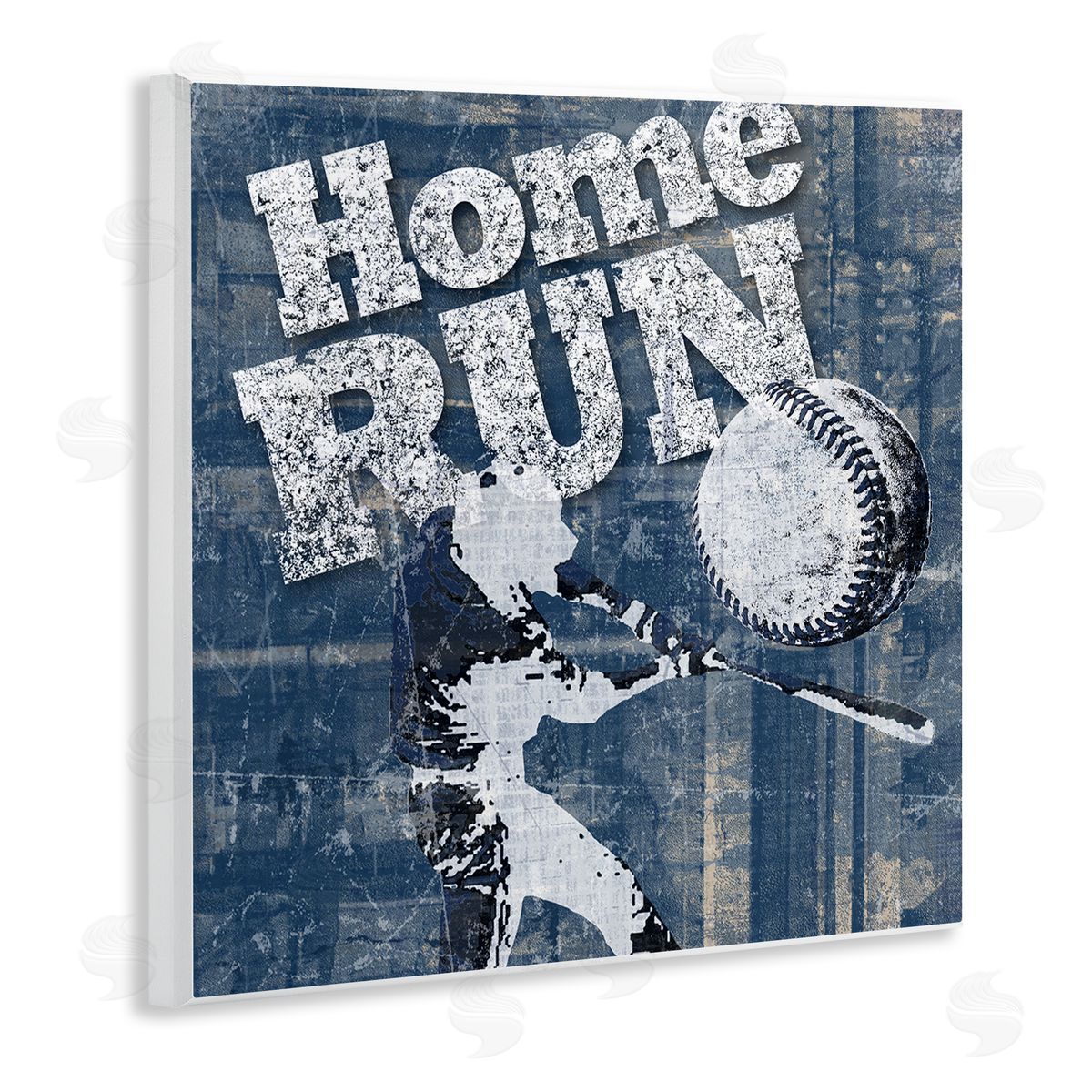 Katrina Craven Vintage Home Run Weathered Baseball Sports Sign Wooden Wall Plaque Art Print
