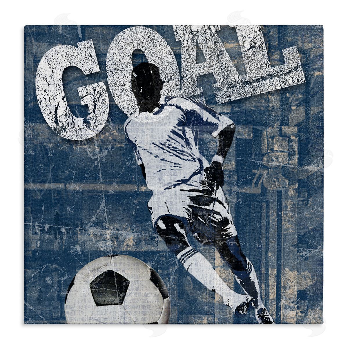 Katrina Craven Soccer Player Goal Text Vintage Weathered Sign Stretched Canvas Wall Art Print