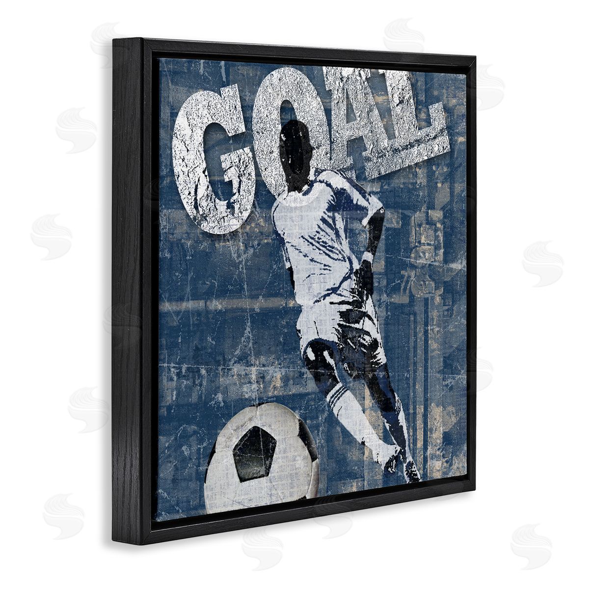 Katrina Craven Soccer Player Goal Text Vintage Weathered Sign Black Floating Frame Canvas Wall Art Print