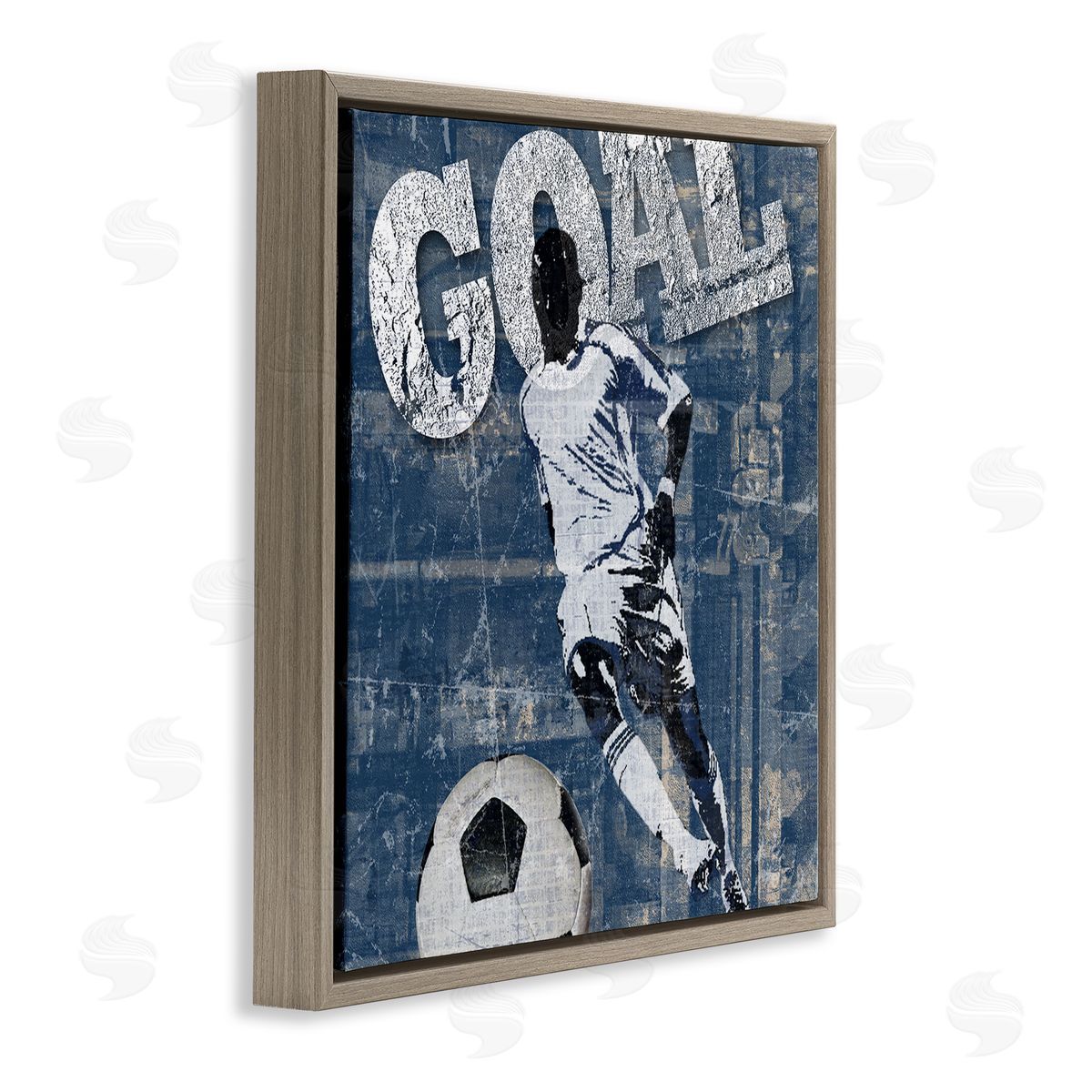 Katrina Craven Soccer Player Goal Text Vintage Weathered Sign Brown Floating Frame Canvas Wall Art Print