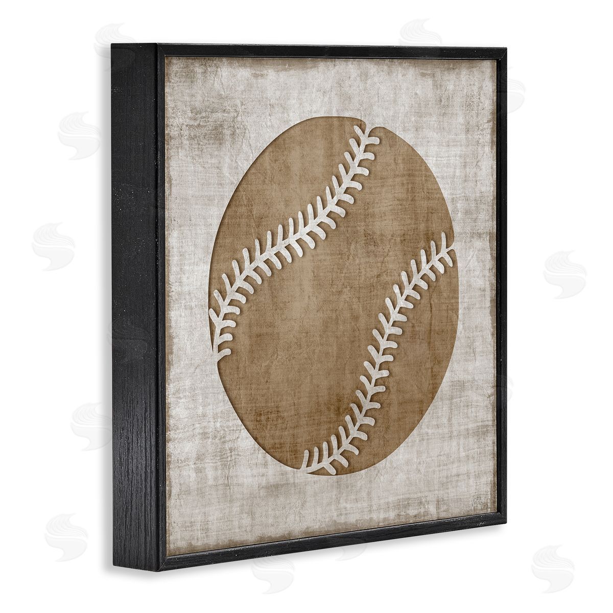 Natalie Carpentieri Weathered Baseball Silhouette Shape Rustic Sports Sign Black Framed Glicee Wall Art Print