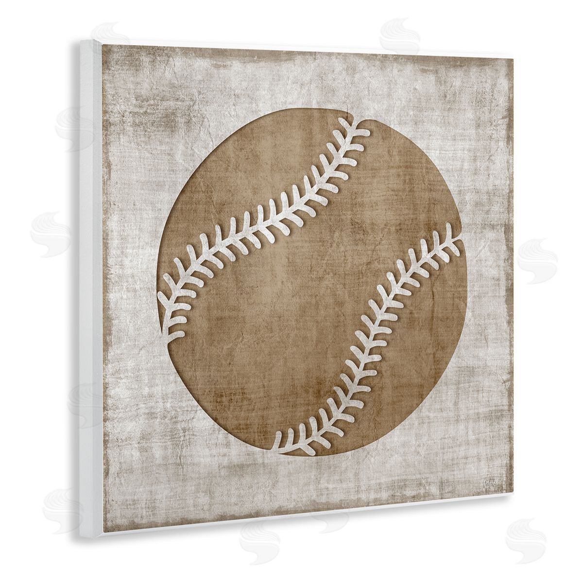 Natalie Carpentieri Weathered Baseball Silhouette Shape Rustic Sports Sign Wooden Wall Plaque Art Print