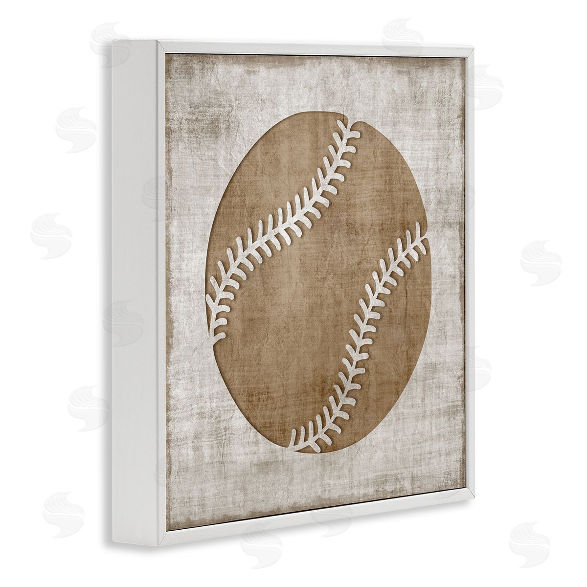 Natalie Carpentieri Weathered Baseball Silhouette Shape Rustic Sports Sign White Framed Glicee Wall Art Print