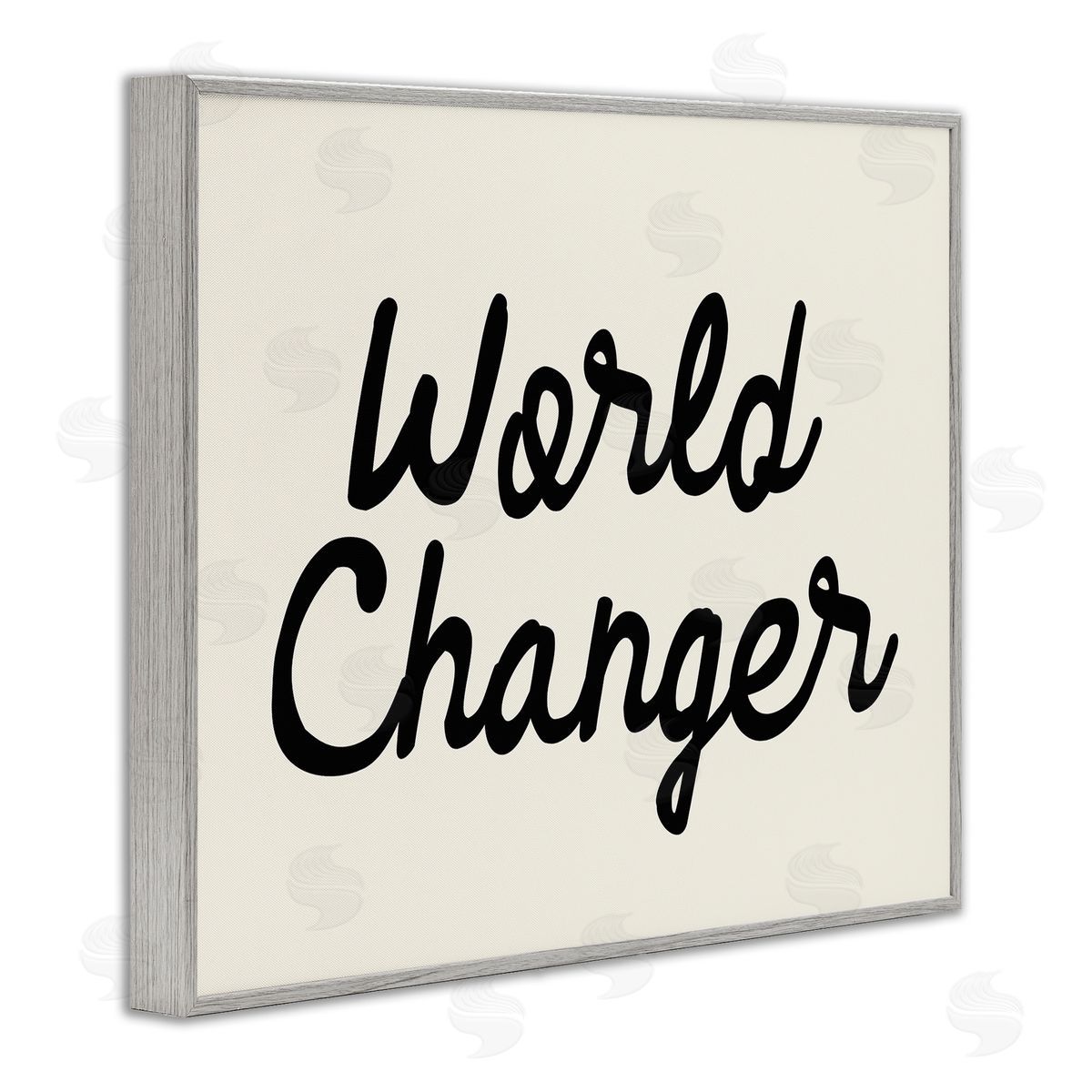 Stupell Studio World Changer Casual Cursive Calligraphy Words Sign  Gray Framed Giclee Wall Art Print