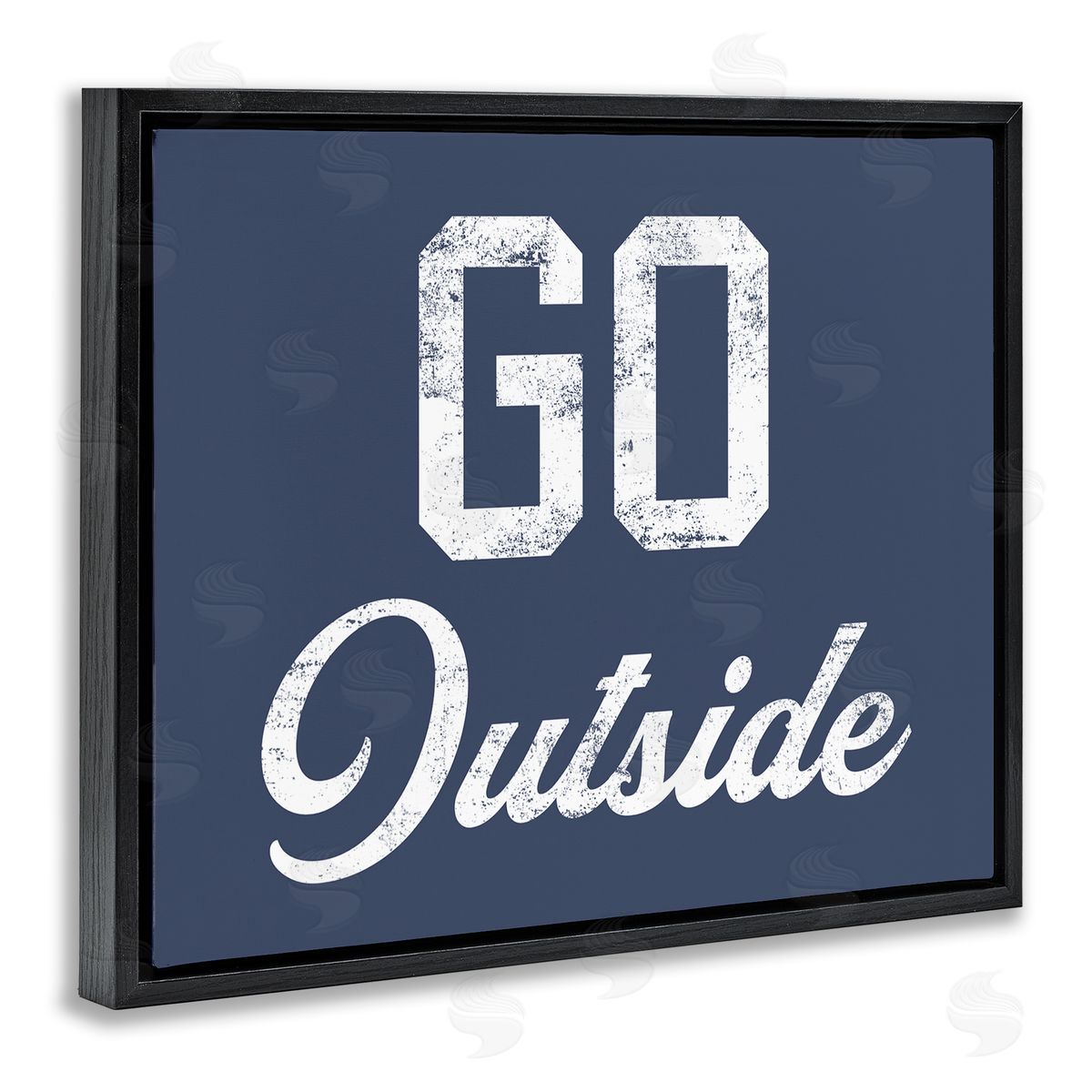 Stupell Studio Go Outside Kids Vintage Text Phrase Black Floating Frame Canvas Wall Art Print
