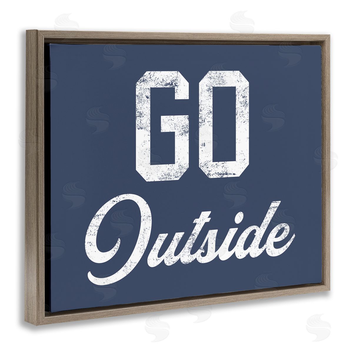 Stupell Studio Go Outside Kids Vintage Text Phrase Brown Floating Frame Canvas Wall Art Print