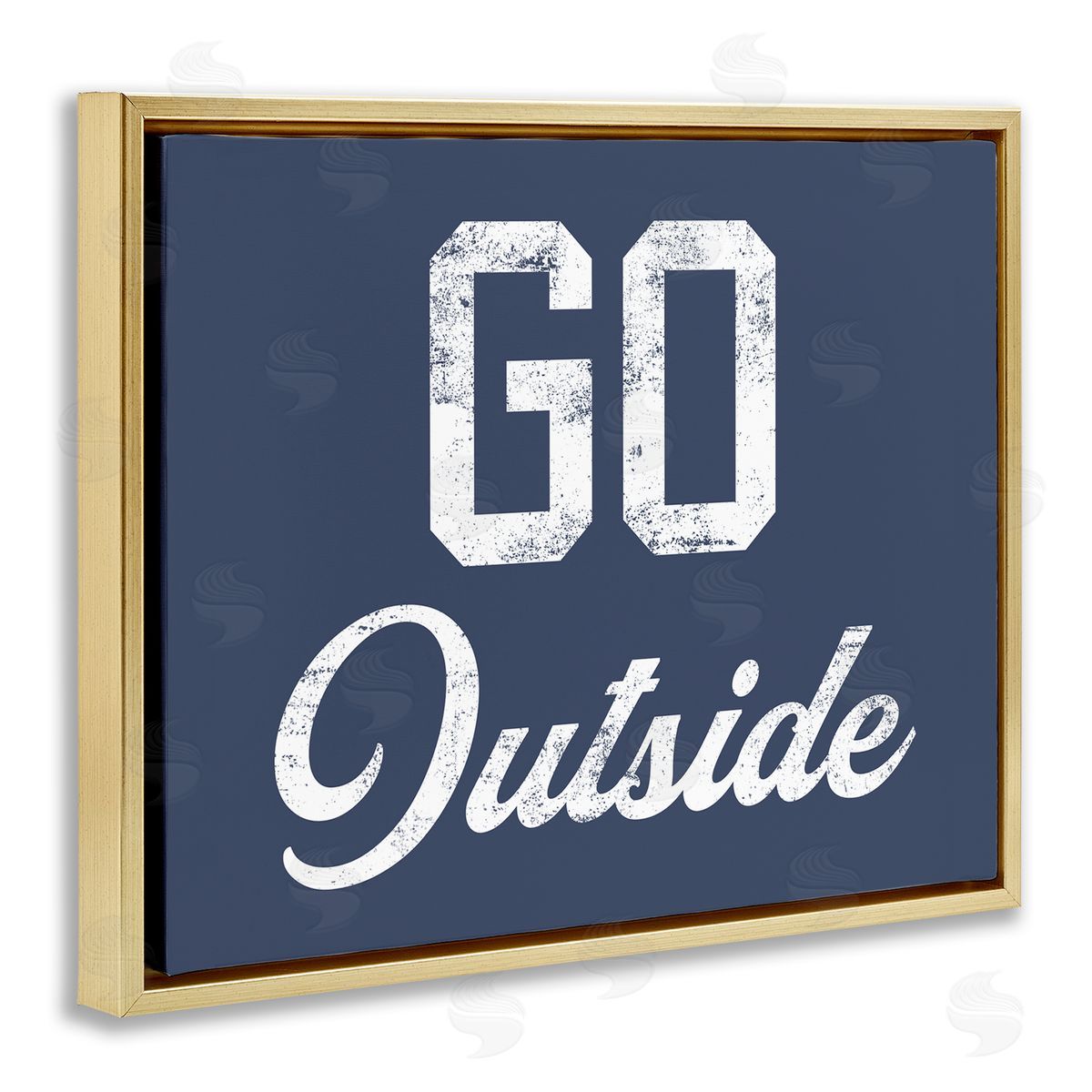 Stupell Studio Go Outside Kids Vintage Text Phrase Gold Floating Frame Canvas Wall Art Print