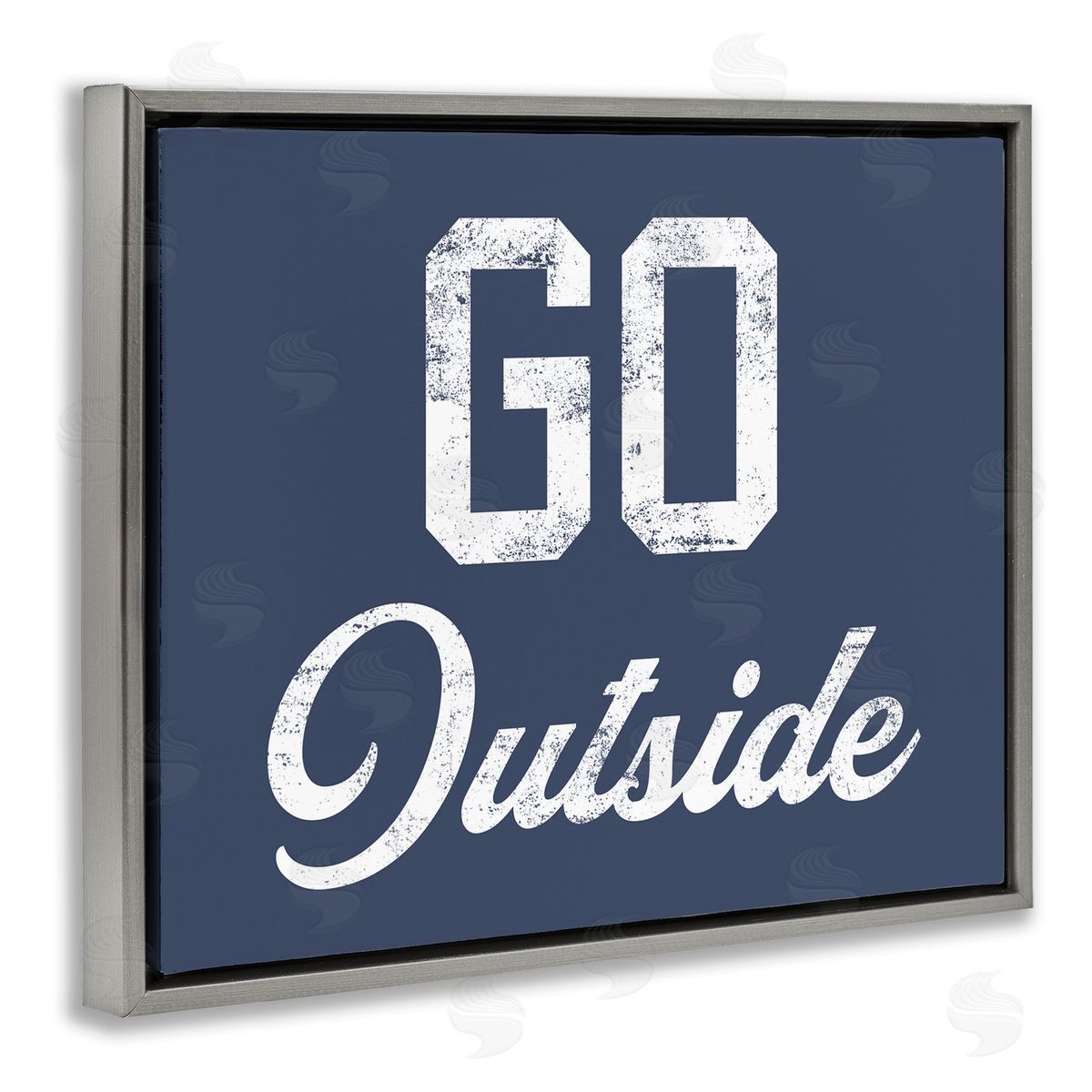 Stupell Studio Go Outside Kids Vintage Text Phrase Gray Floating Frame Canvas Wall Art Print