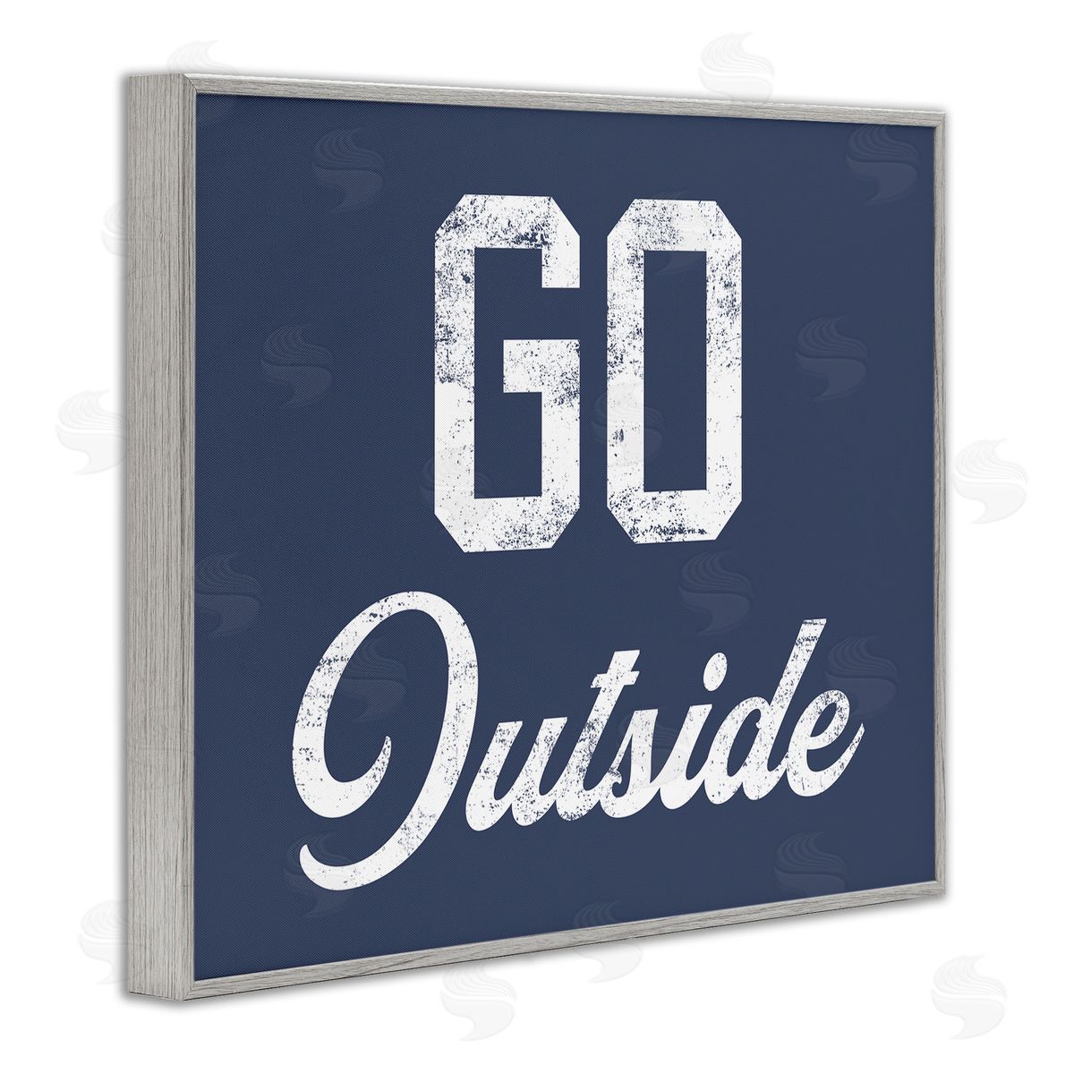 Stupell Studio Go Outside Kids Vintage Text Phrase Gray Framed Giclee Wall Art Print