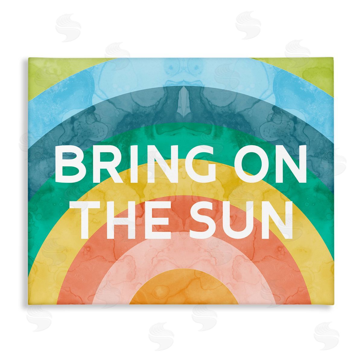 Stupell Studio Bring On The Sun Typography Rainbow Watercolor Detail  Stretched Canvas Wall Art Print