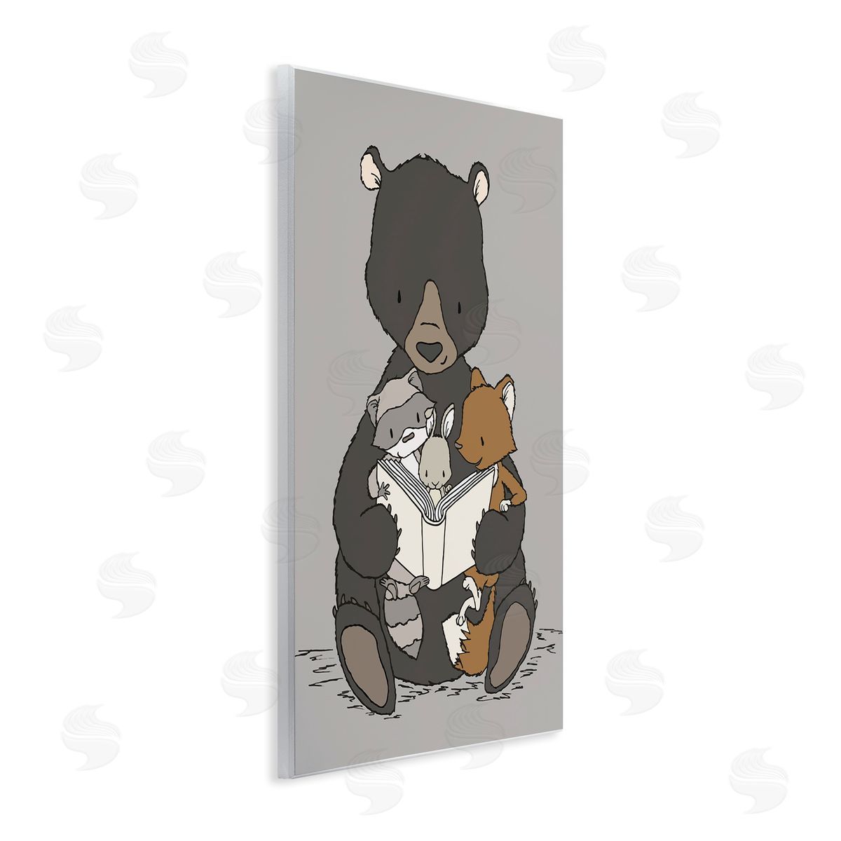 Sweet Melodys Woodland Animals Family Bear Reading Book to Babies Wall Plaque Art Print