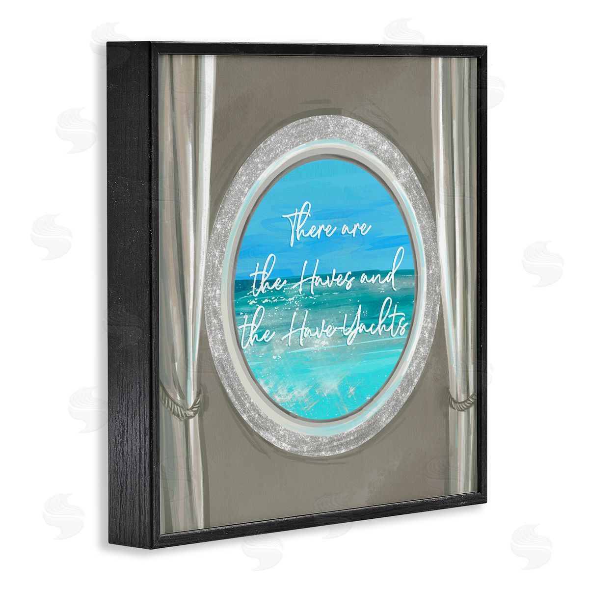 Ziwei Li Haves & Have Yachts Bling Boat Porthole View Black Framed Glicee Wall Art Print