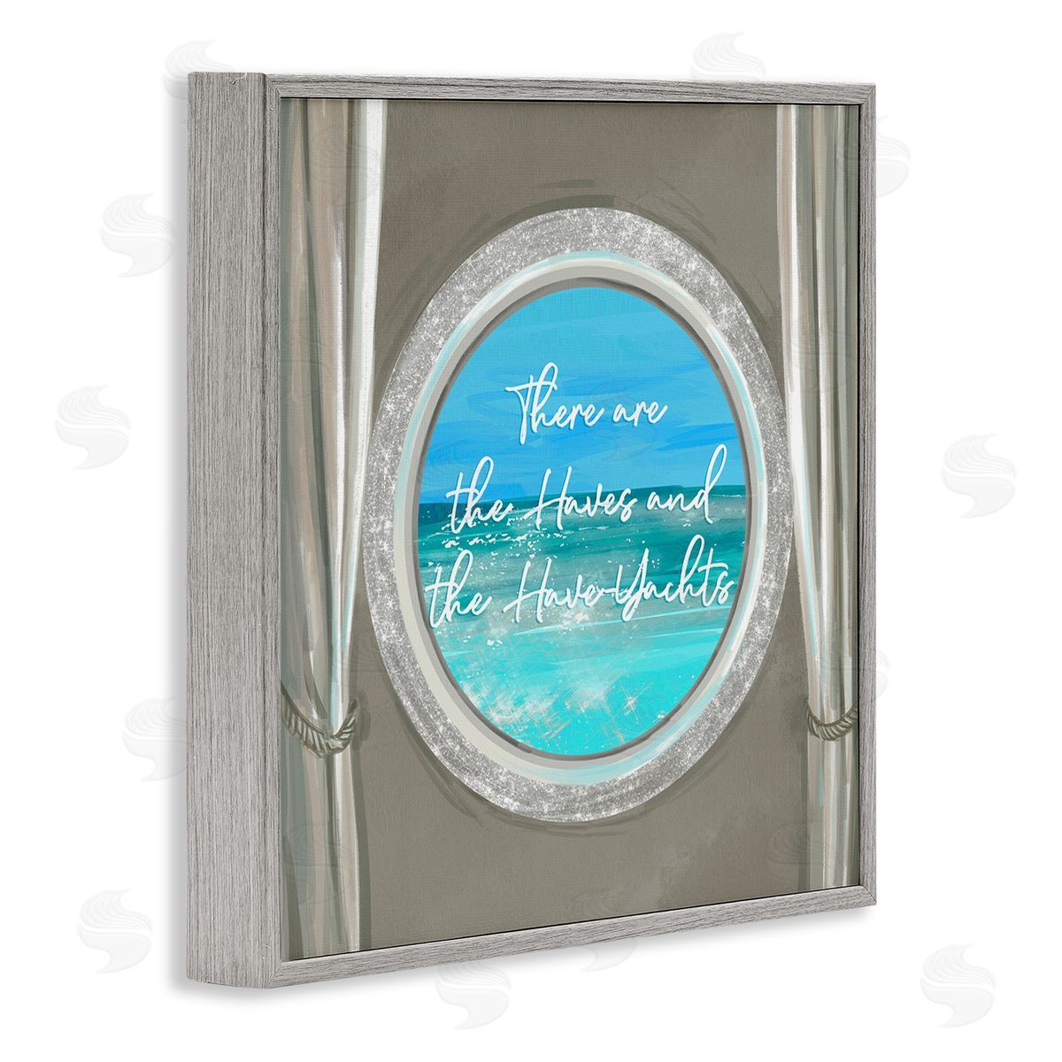 Ziwei Li Haves & Have Yachts Bling Boat Porthole View Gray Framed Glicee Wall Art Print