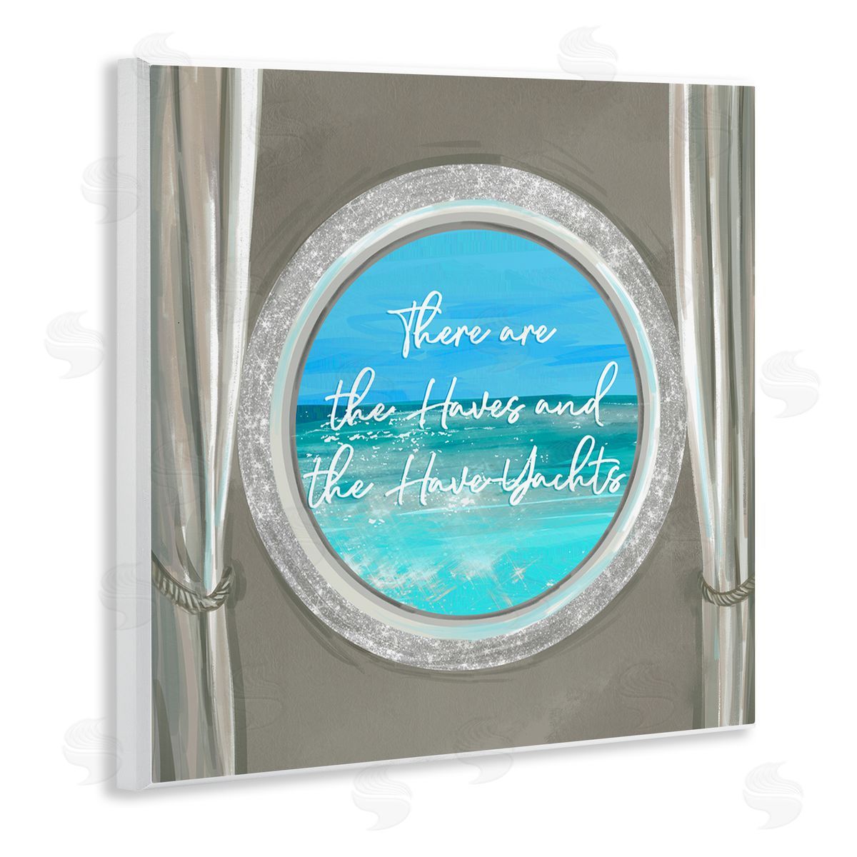 Ziwei Li Haves & Have Yachts Bling Boat Porthole View Wooden Wall Plaque Art Print