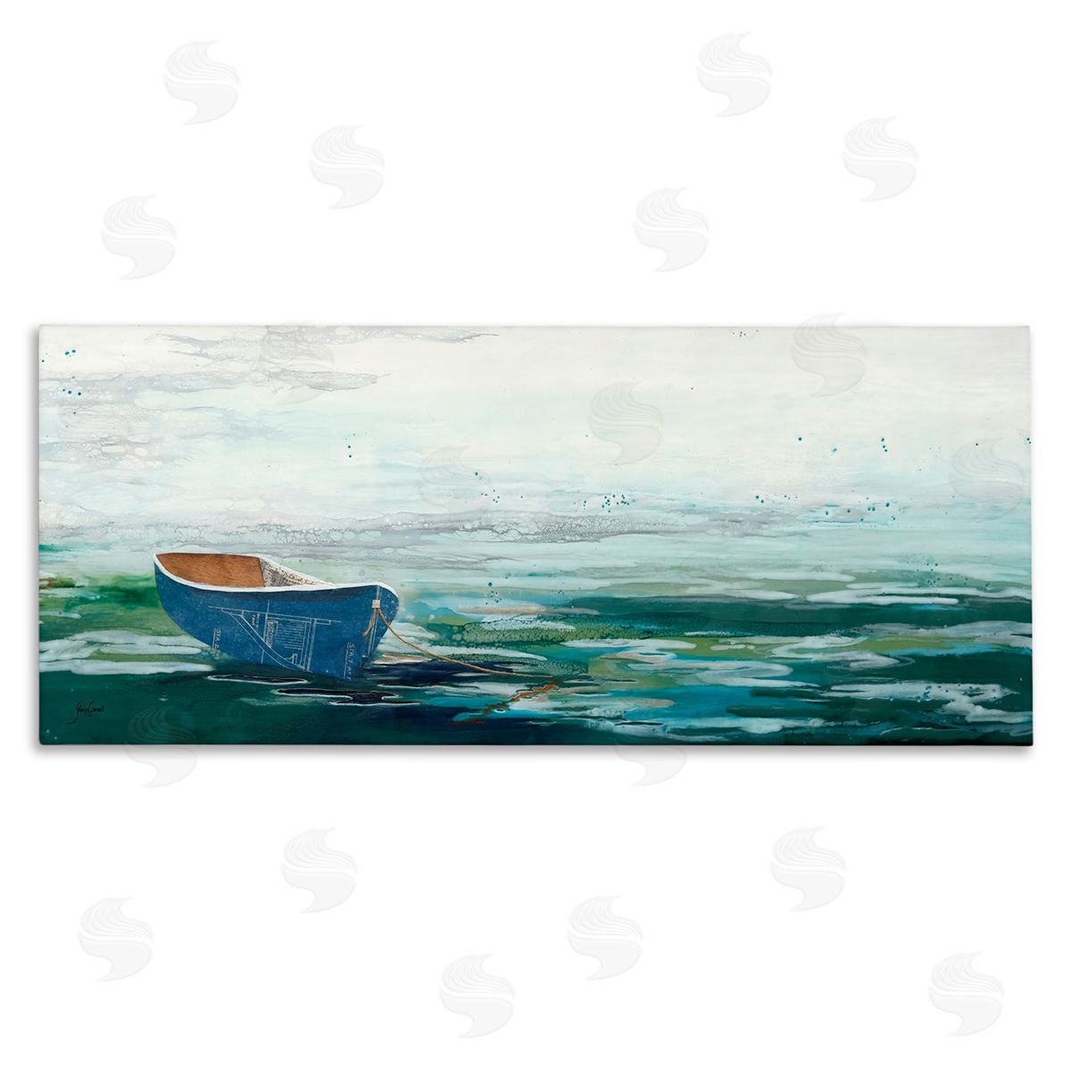 Stacy Gresell Lone Dinghy Boat Floating Ocean Water Collage