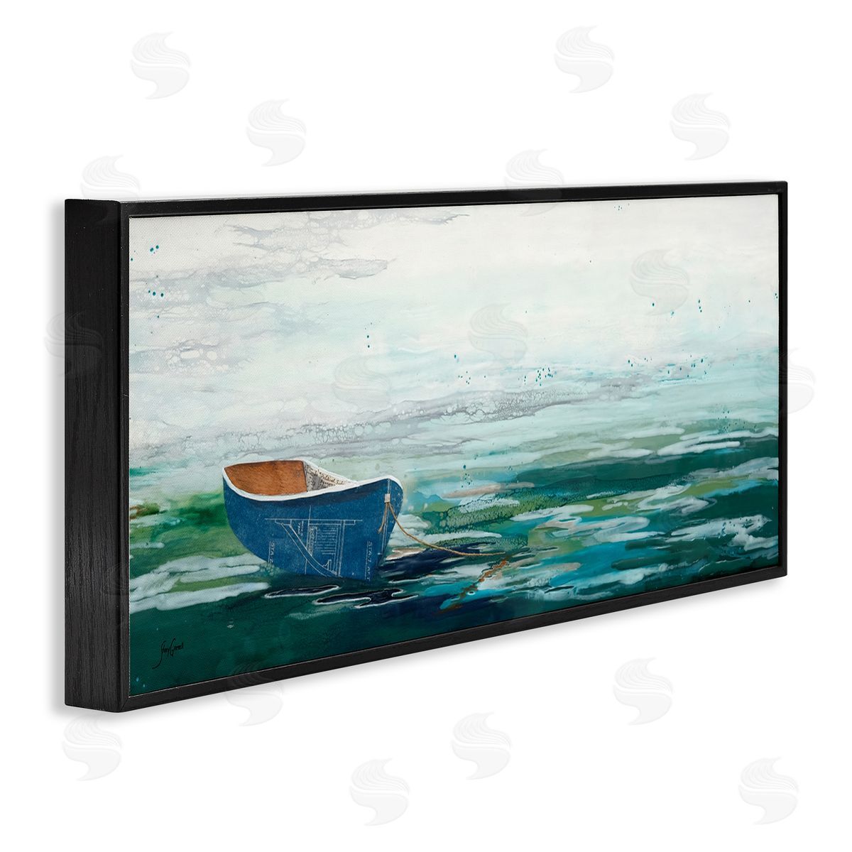 Stacy Gresell Lone Dinghy Boat Floating Ocean Water Collage