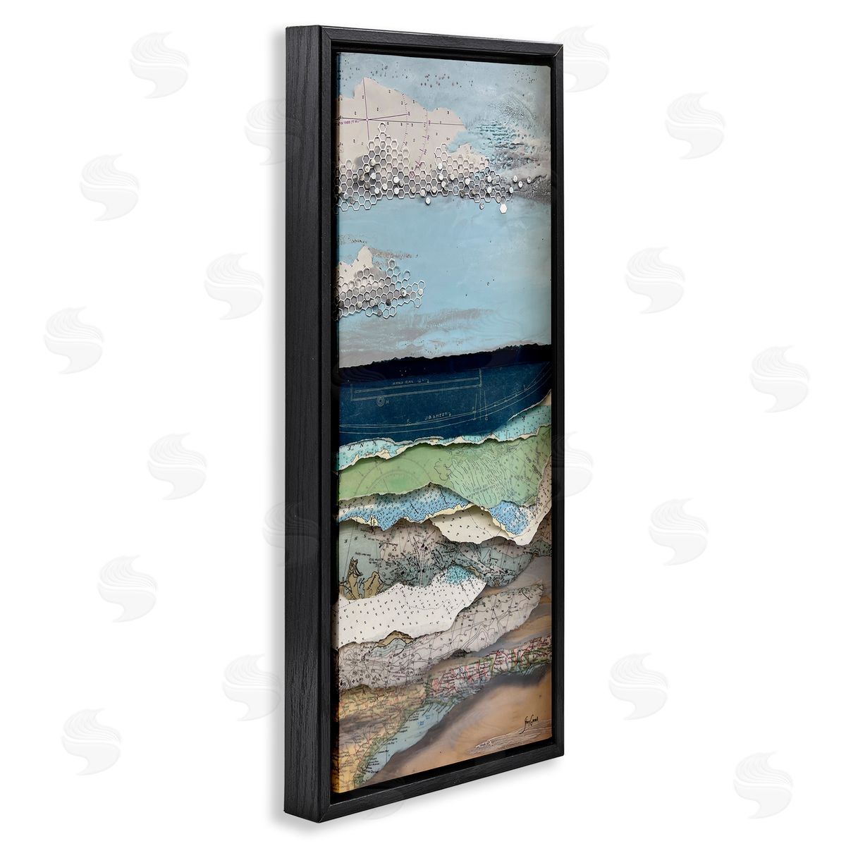 Stacy Gresell Cloudy Beach Shore Landscape Layered Ephemera Collage