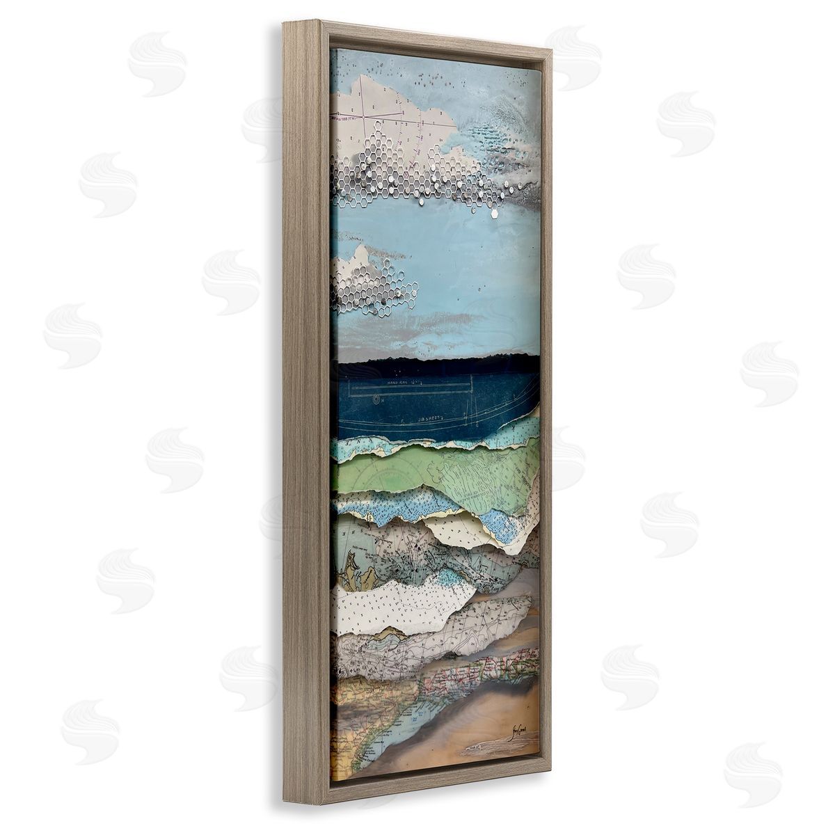 Stacy Gresell Cloudy Beach Shore Landscape Layered Ephemera Collage