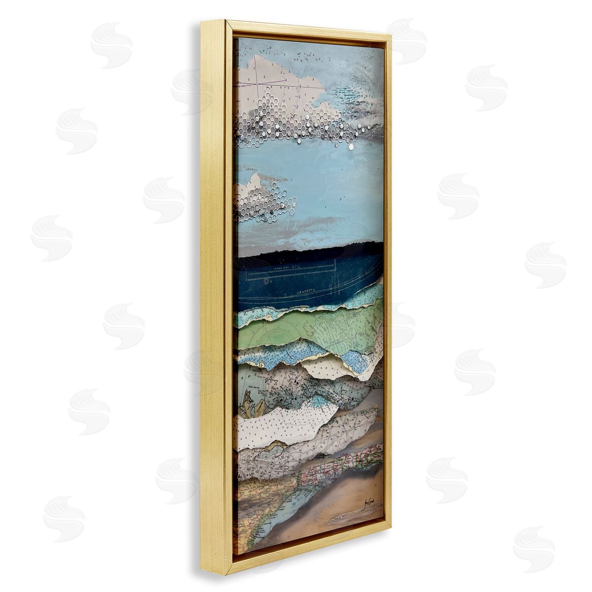 Stacy Gresell Cloudy Beach Shore Landscape Layered Ephemera Collage