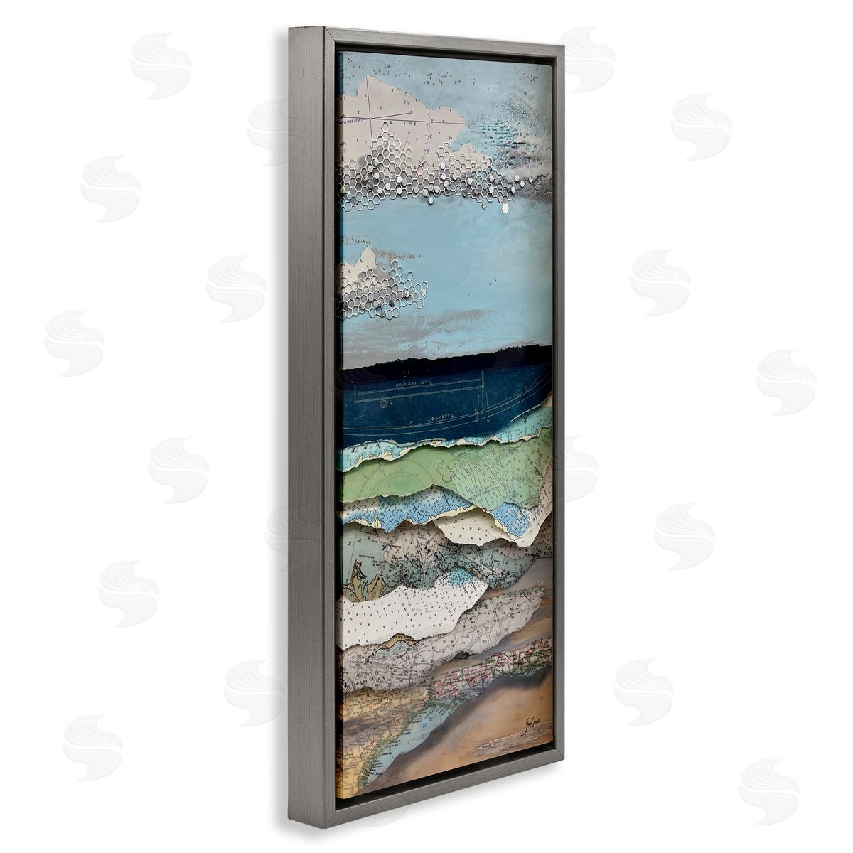 Stacy Gresell Cloudy Beach Shore Landscape Layered Ephemera Collage