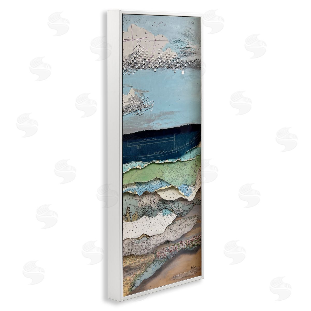 Stacy Gresell Cloudy Beach Shore Landscape Layered Ephemera Collage