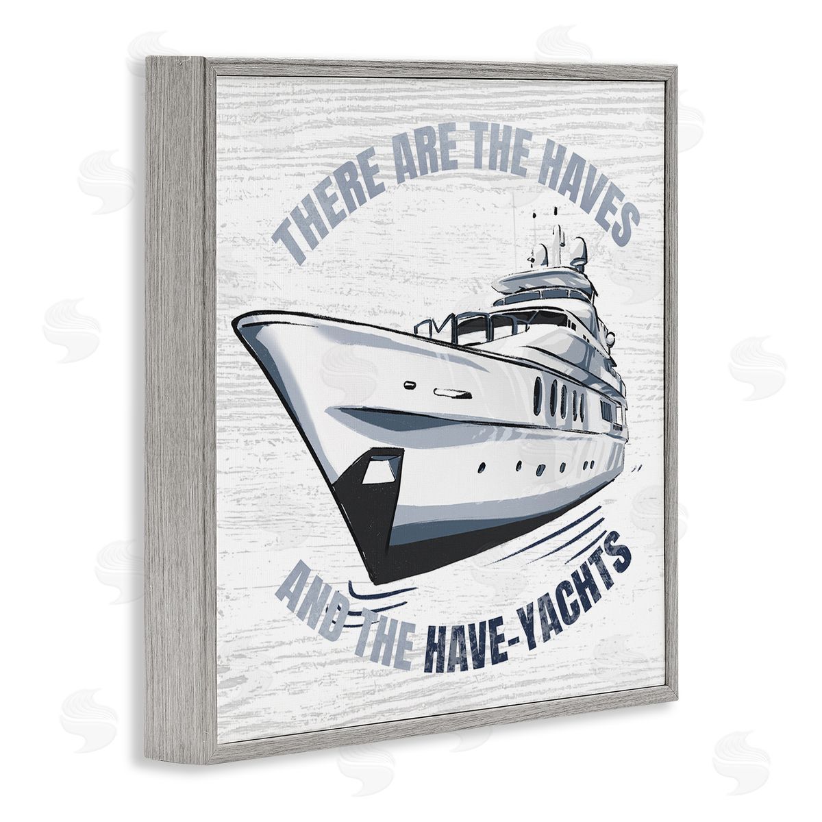 Ziwei Li Haves and Have Yachts Rustic Boat Humor Typography Gray Framed Glicee Wall Art Print