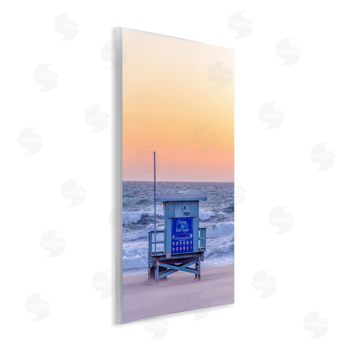 Jeff Poe Photography Tranquil Orange Sunset Beach Hut Ocean Shore Wall Plaque Art Print