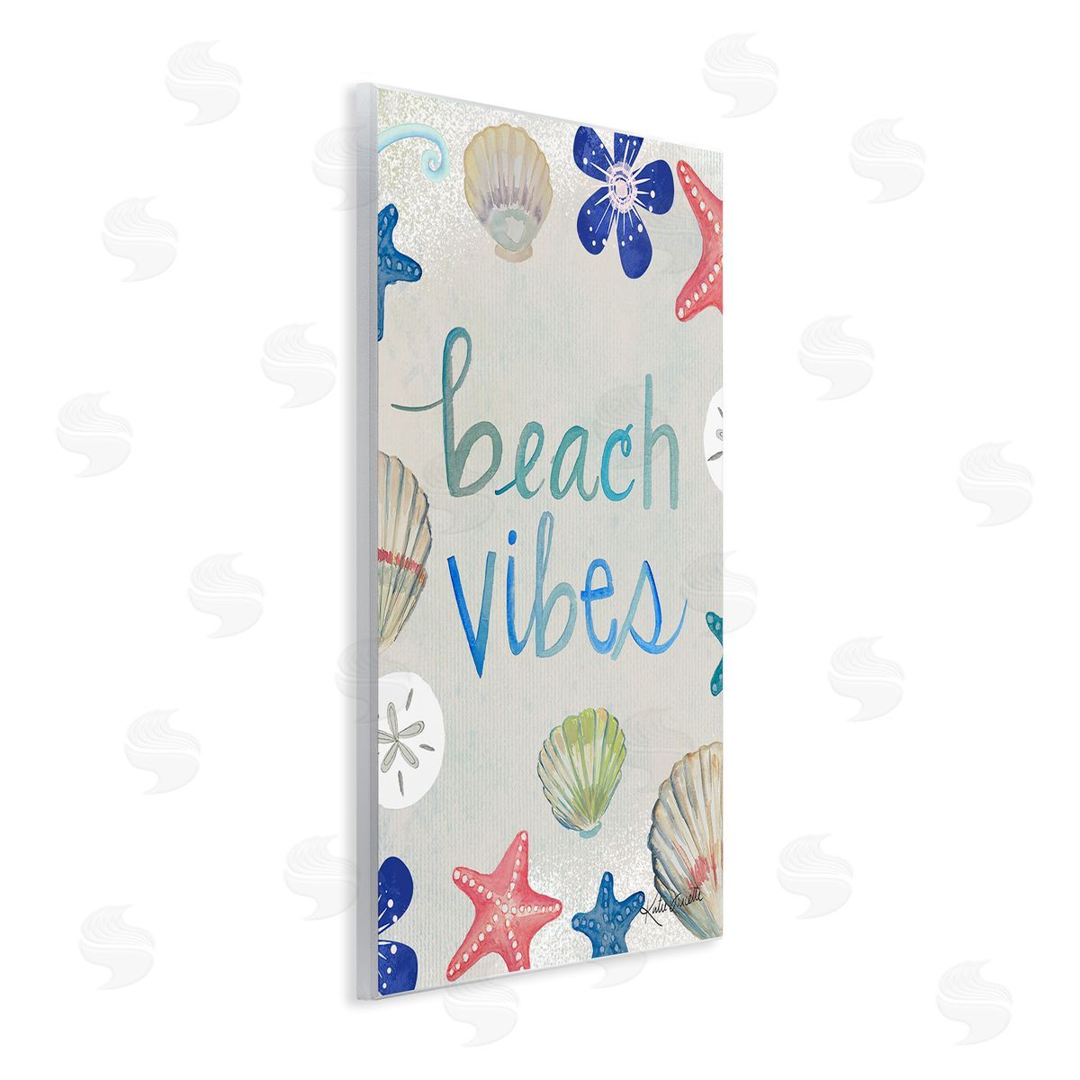 Katie Doucette Beach Vibes Calligraphy Nautical Seashell Flowers Wall Plaque Art Print