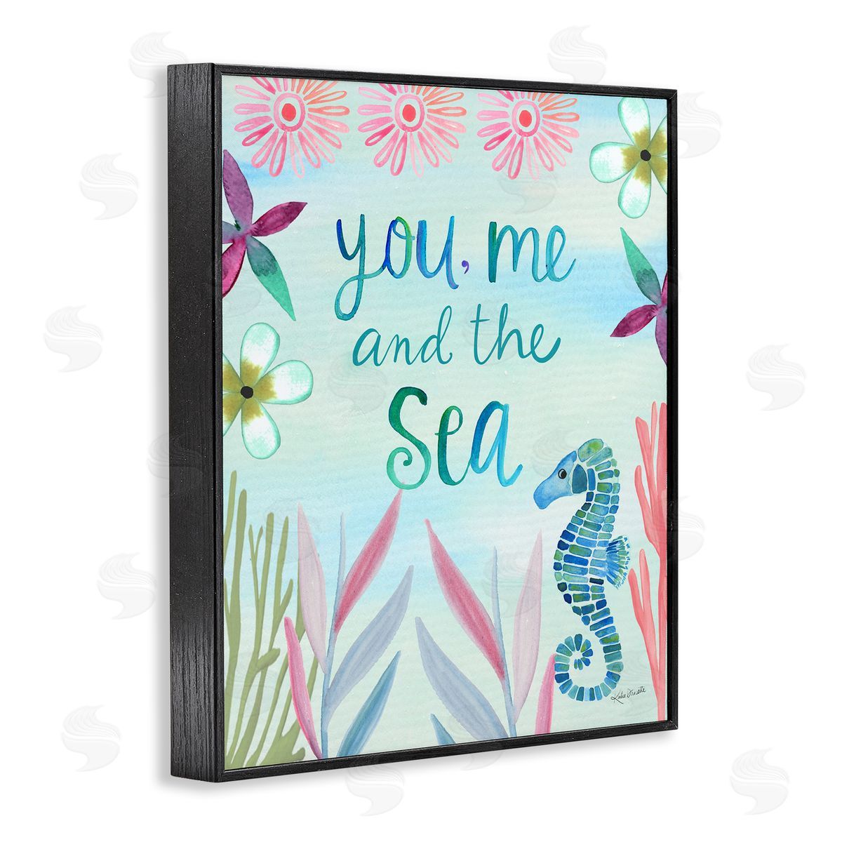 Katie Doucette You, Me & Sea Romanic Beach Lover Ocean Life Phrase Black Framed Giclee Wall Art Print