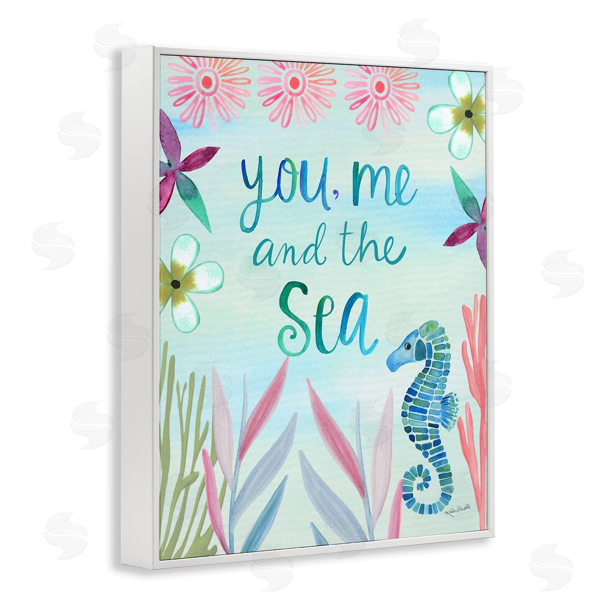 Katie Doucette You, Me & Sea Romanic Beach Lover Ocean Life Phrase White Framed Giclee Wall Art Print
