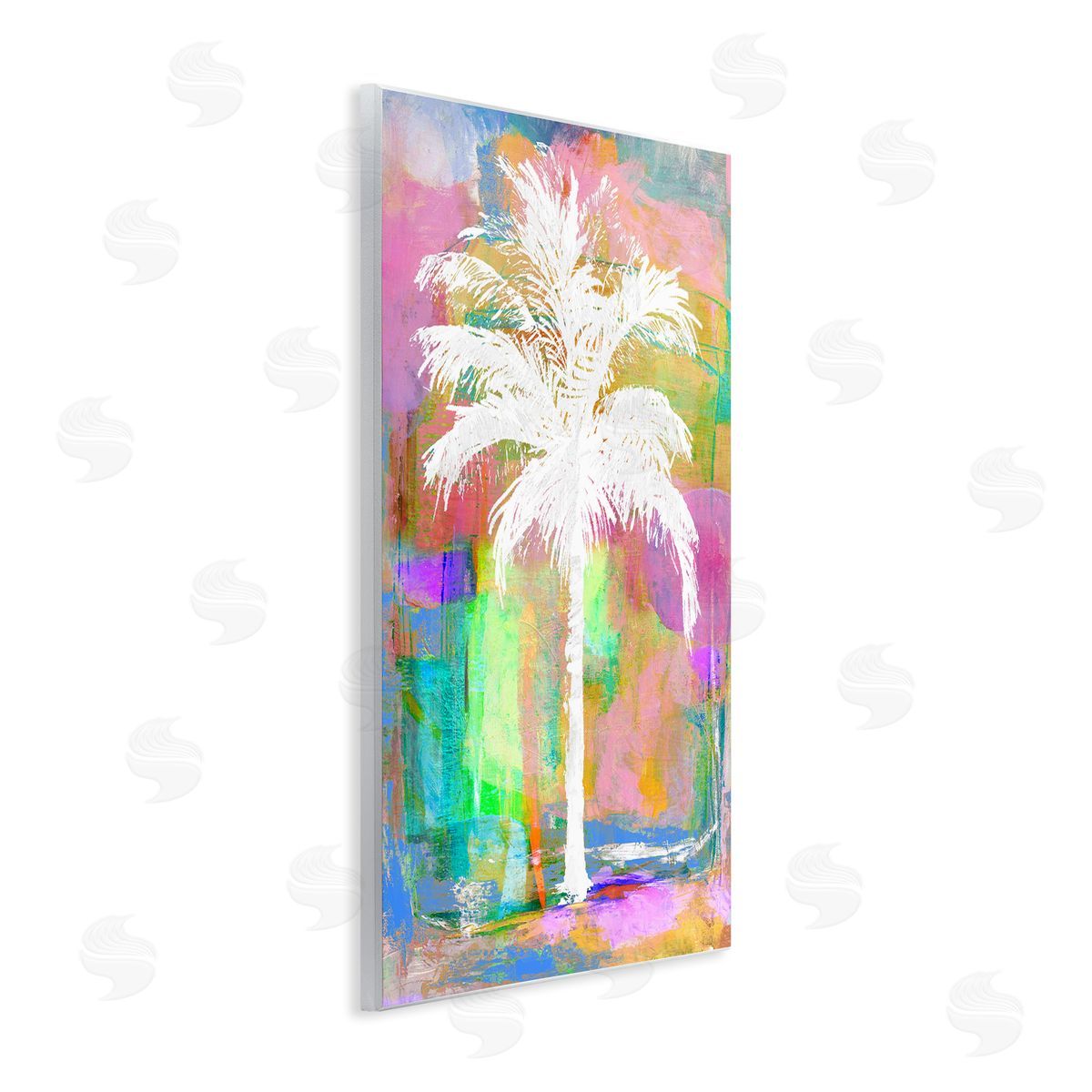 Kristen Drew Modern Palm Tree Silhouette Vivid Blocked Hues Wall Plaque Art Print