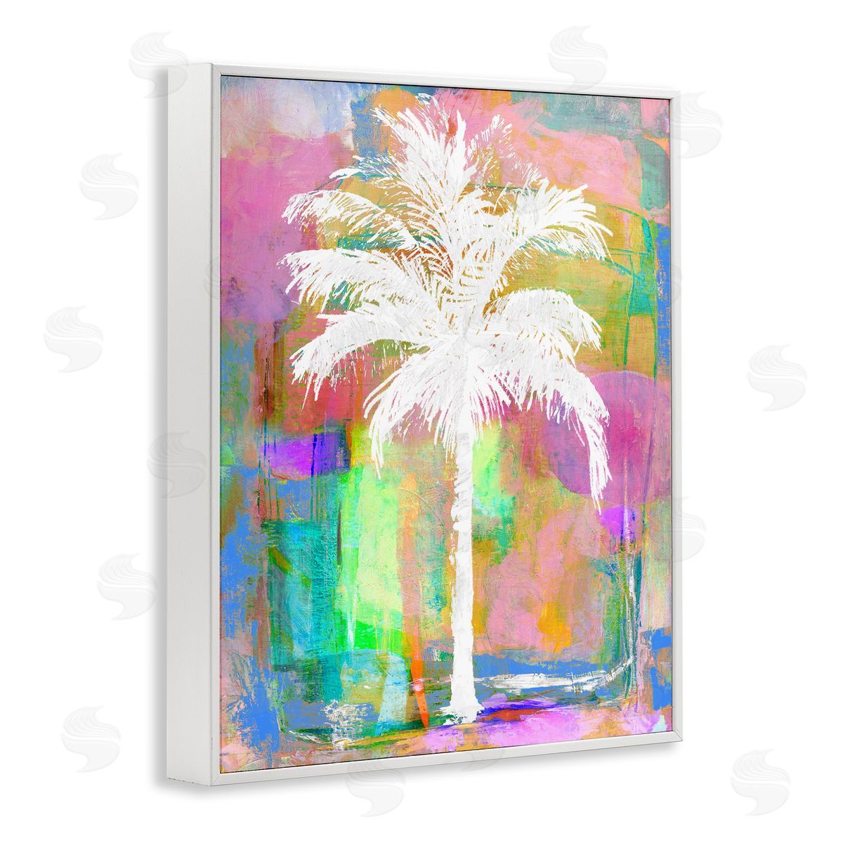 Kristen Drew Modern Palm Tree Silhouette Vivid Blocked Hues White Framed Giclee Wall Art Print