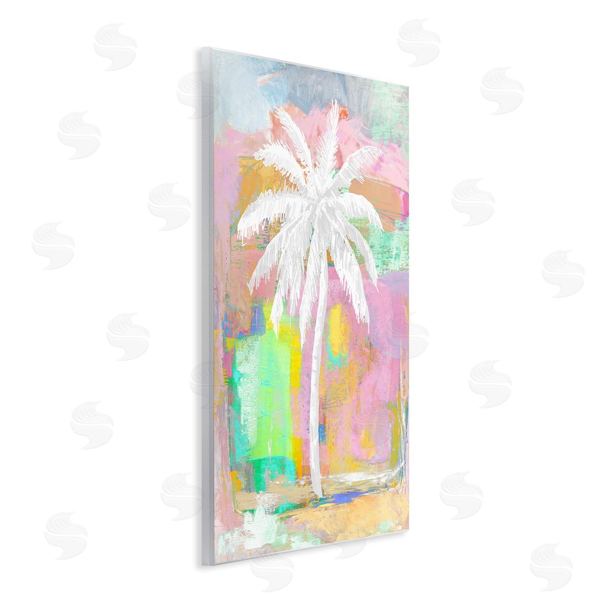 Kristen Drew Pastel Palm Tree Tropical Layered Brush Strokes Wall Plaque Art Print
