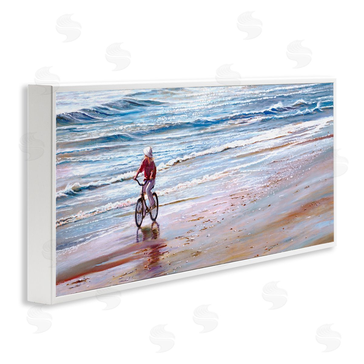 Tom Mielko Riding Bike Along Ocean Shore Beach Waves